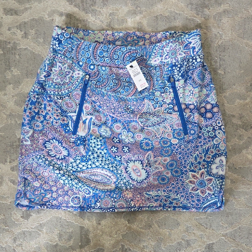Talbots Blue Paisley Mini Skirt